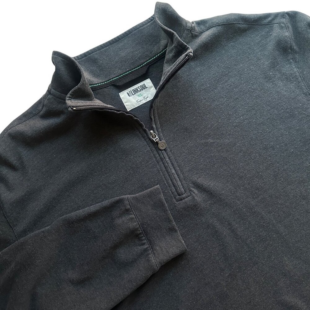Linksoul Quarter Zip Pullover Sweater Mens Size L Golf Business Casual Gray